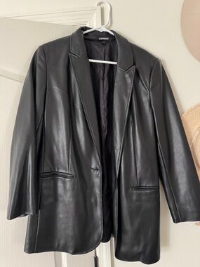 Express Black Faux Leather Blazer Jacket